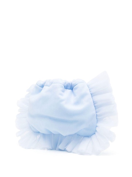 drawstring ruffle clutch bag