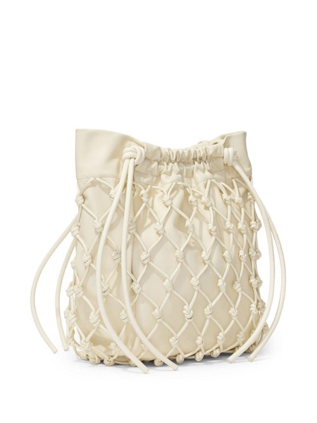 macramé drawstring tote bag