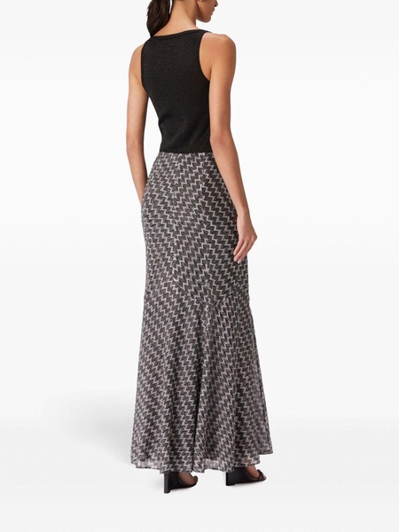 Zigzag lamé flared maxi skirt