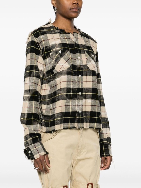 distressed plaid cotton shirt