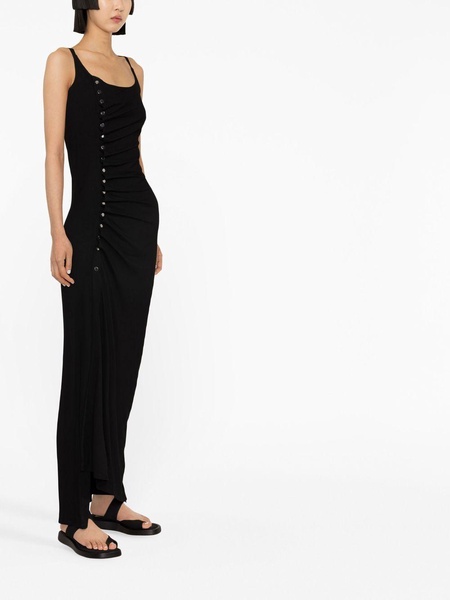 stud-embellished ruched maxi dress