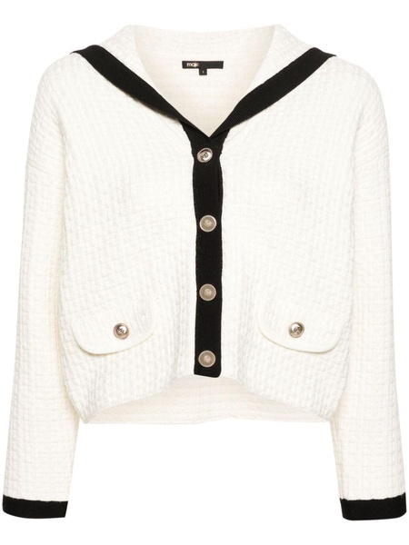 contrast-collar cardigan