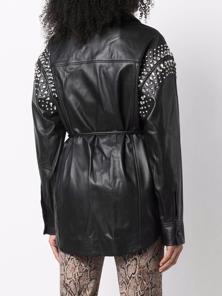 crystal-studded leather shirt 