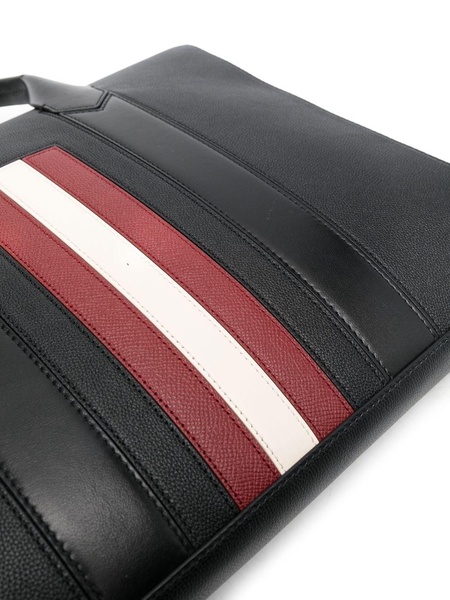 stripe-detail leather briefcase