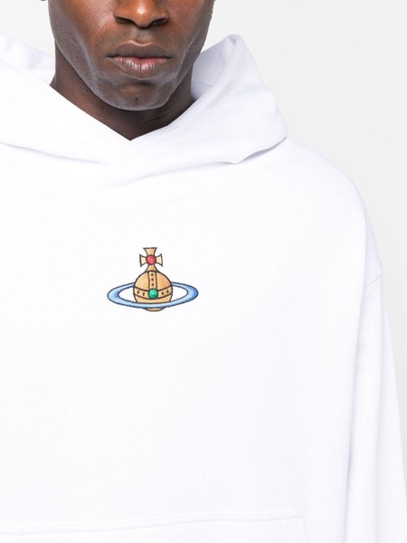 Orb-embroidered organic-cotton hoodie