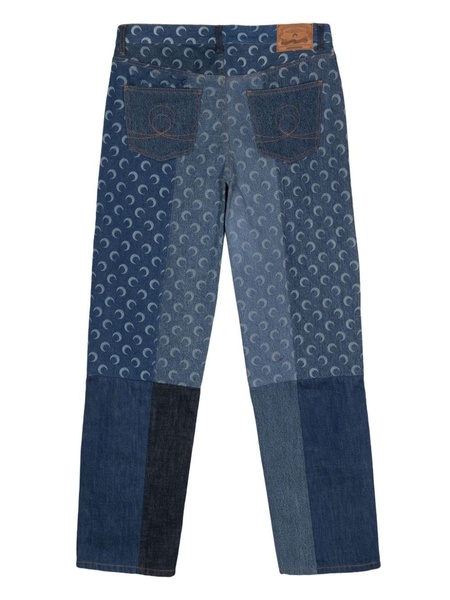 Moonogram-pattern straight-leg jeans