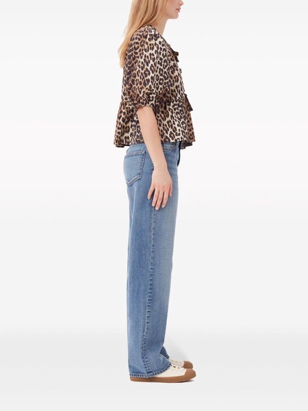 leopard-print organic-cotton blouse