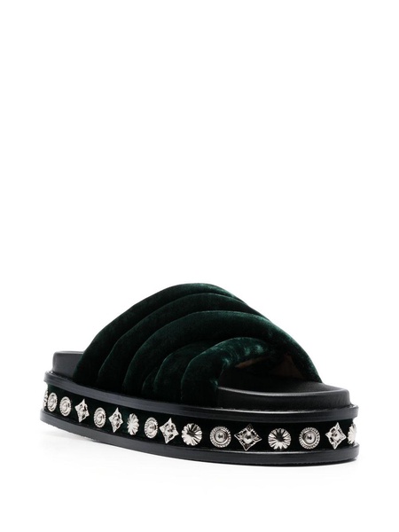 studded 50mm velvet slides