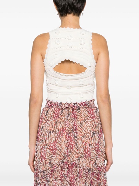 frayed-appliqués knitted crop top