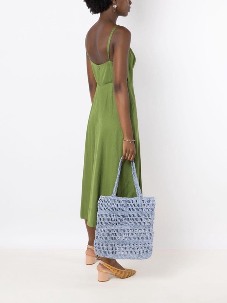 Sage straw shoulder bag