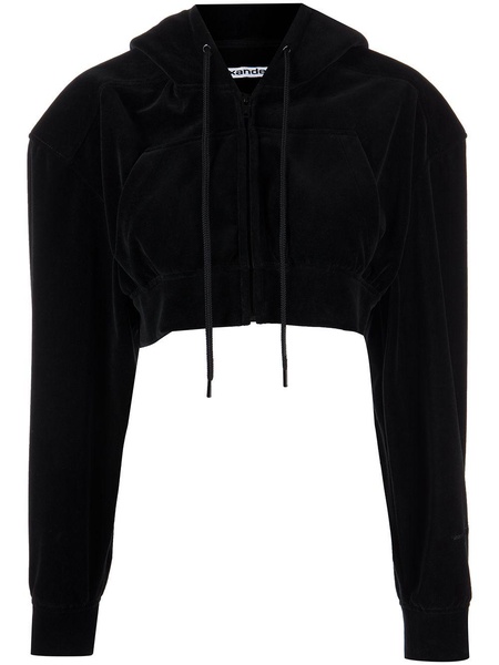 cropped velour hoodie