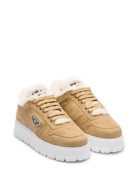 shearling-trim flatform sneakers