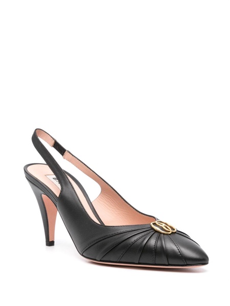 Emblem 80mm leather pumps