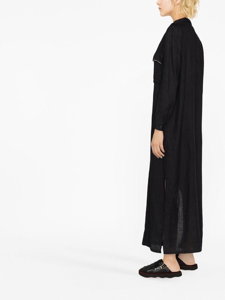 long-sleeved maxi linen shirtdress