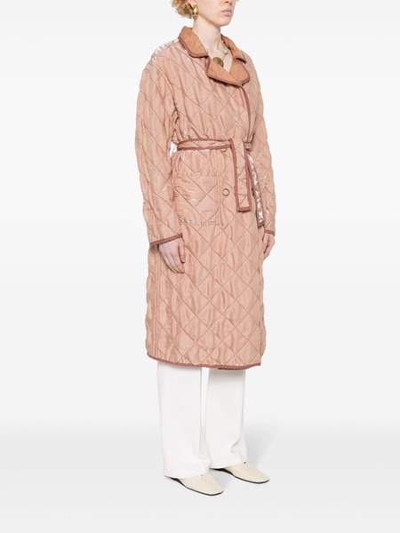 sheen-effect quilted coat