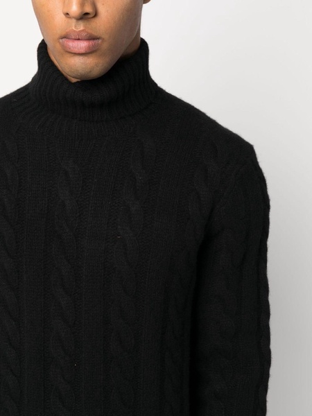 roll-neck cable-knit jumper