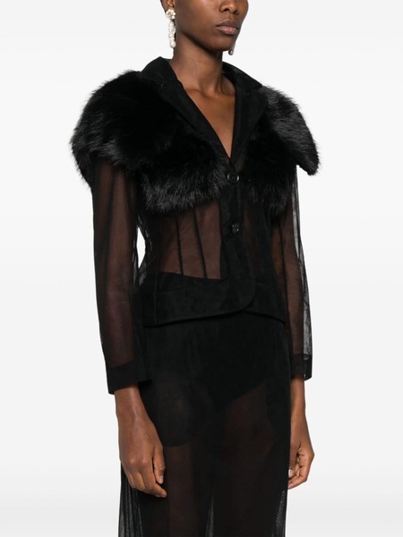 Black Faux-Fur Tulle Jacket