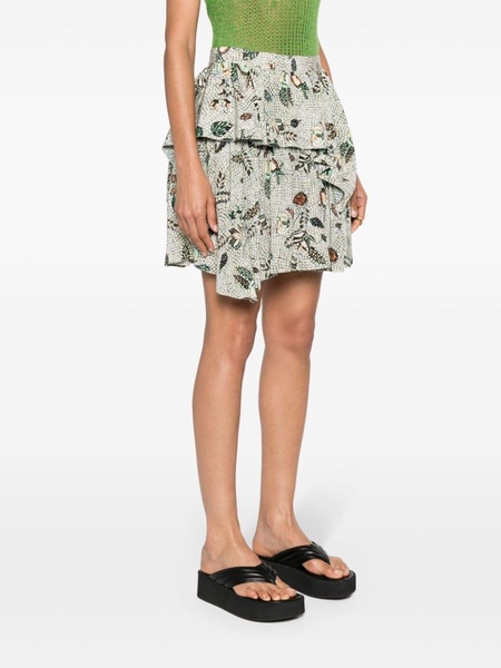 Keira mix-print silk miniskirt