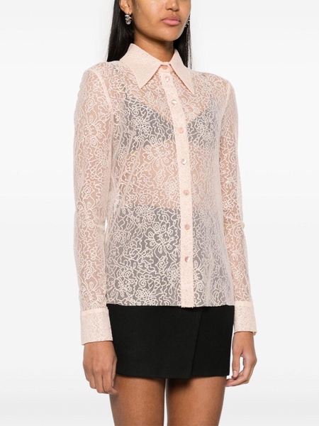 floral-lace sheer shirt