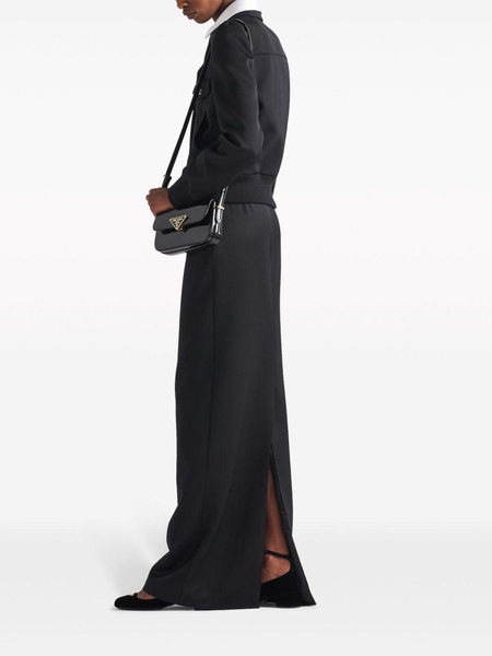 virgin-wool satin maxi skirt