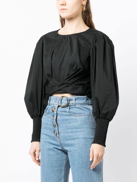 balloon-sleeves cropped blouse