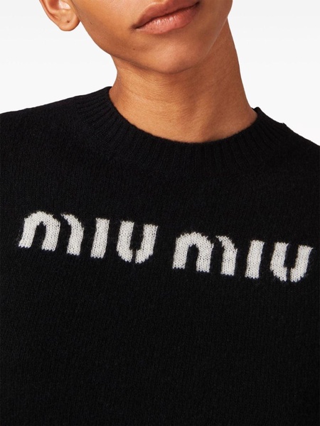 logo-jacquard cashmere jumper