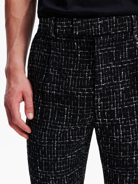 straight leg bouclé trousers