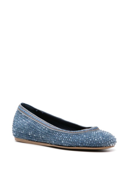 Duchess denim ballerina shoes