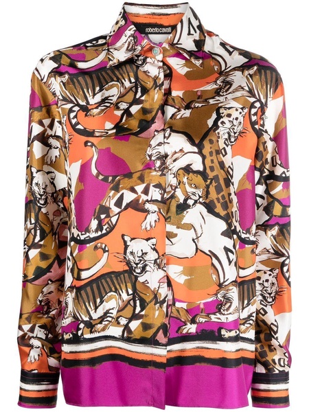 satin-finish cheetah-print shirt 