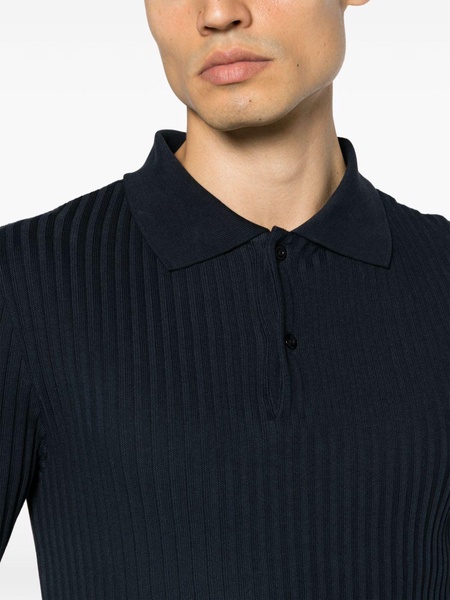 ribbed organic-cotton polo shirt