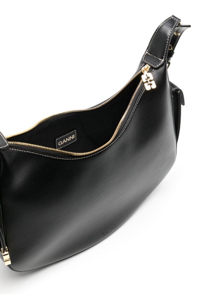 GANNI Mini Half Moon Handbag with Elegant Gold Accents