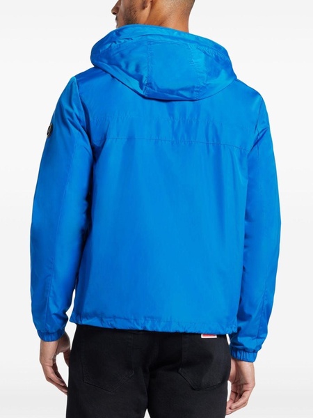 zip-up hooded windbreaker