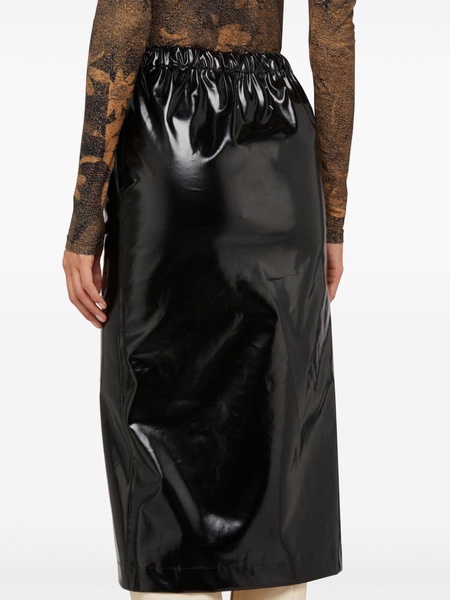 MAISON MARGIELA Black Elastic Skirt with Side Pockets and Slit Hem for 2024 FW23