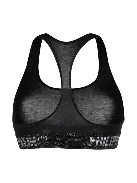 logo-embellished cotton sports bra