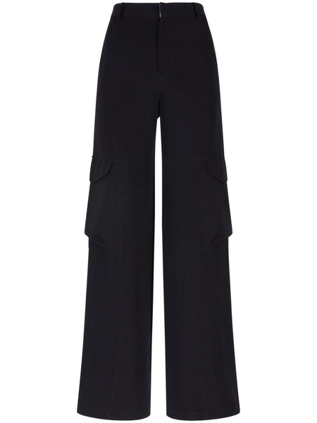 high-waisted gabardine cargo trousers