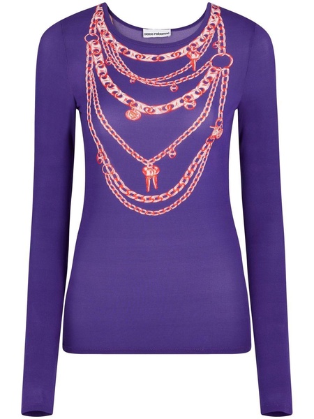 chain-print long-sleeve top