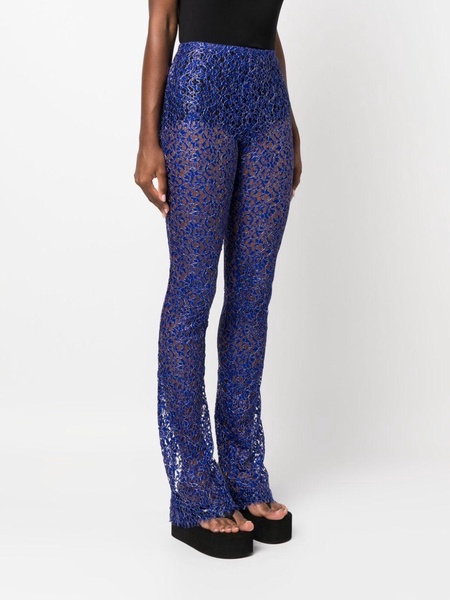 corded-lace flared trousers