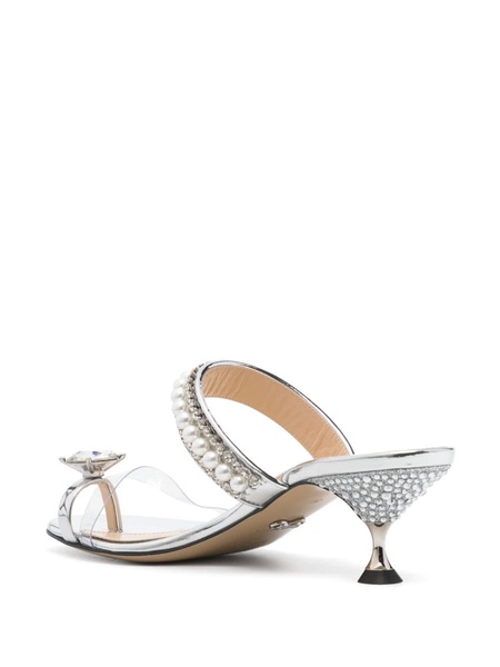 60mm crystal-embellished leather mules