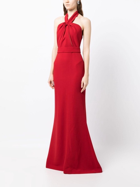 Draped halter crêpe gown