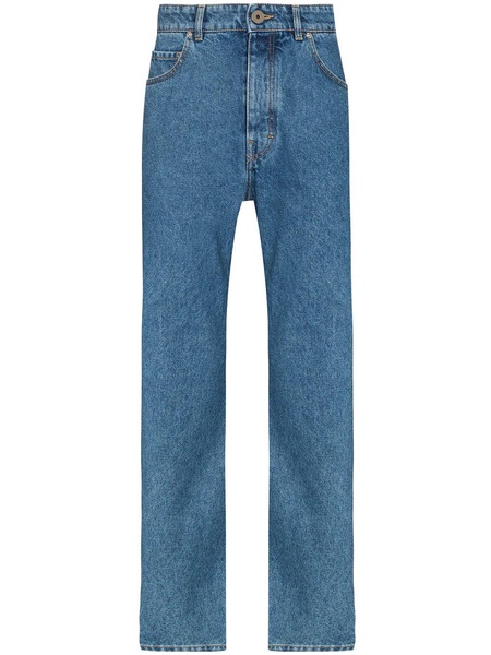 mid-rise straight-leg jeans