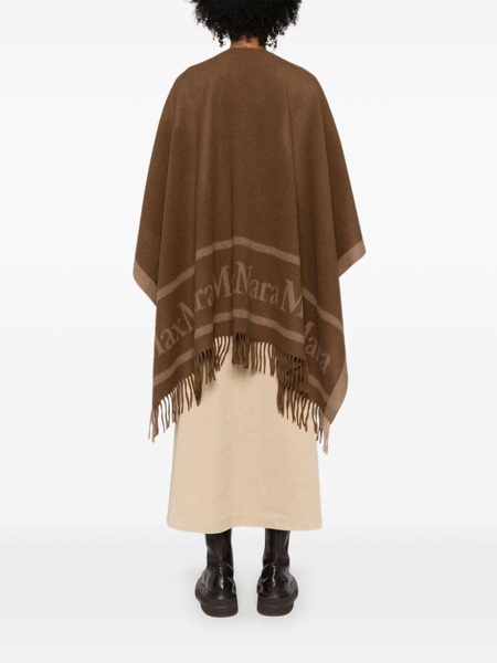 logo-jacquard wool cape