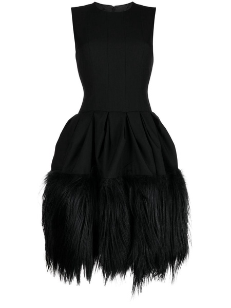 feather-trim sleeveless minidress