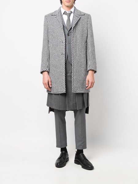 houndstooth-pattern single-breasted coat