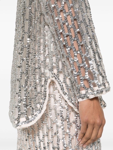 semi-sheer construction open-work sequined jacket