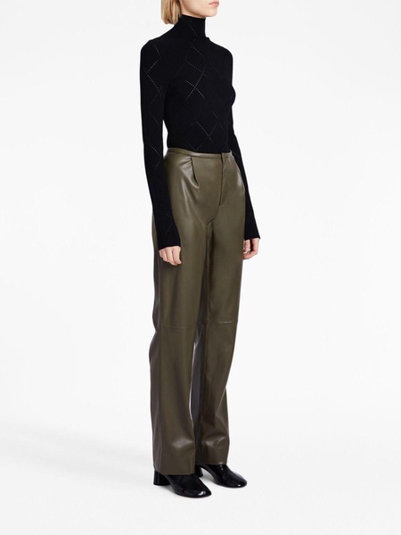 faux-leather straight-leg trousers