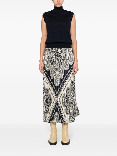 paisley-print pleated skirt