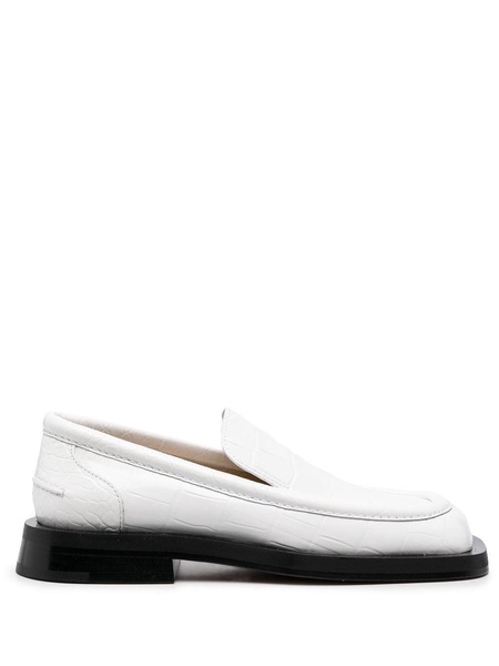 crocodile-embossed leather loafers