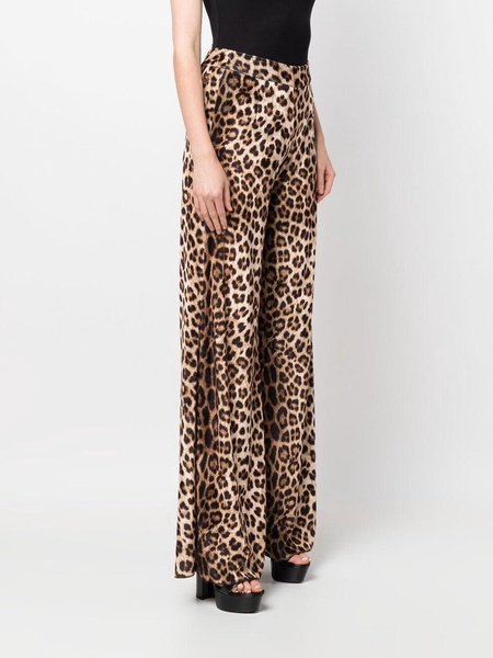 leopard-print flared trousers 