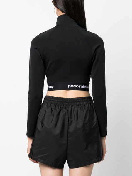 logo-underband half-zip crop top