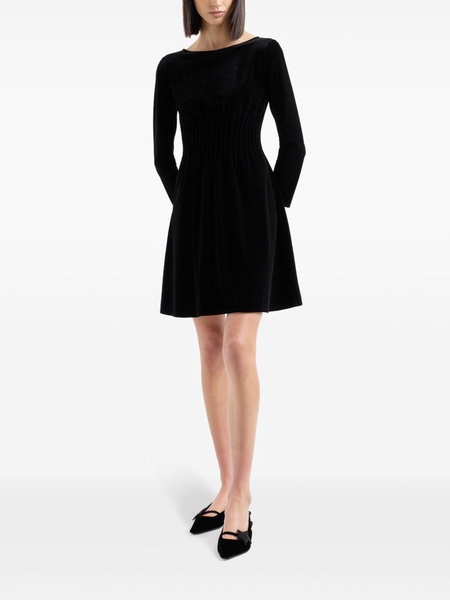 velvet long-sleeved peplum dress 